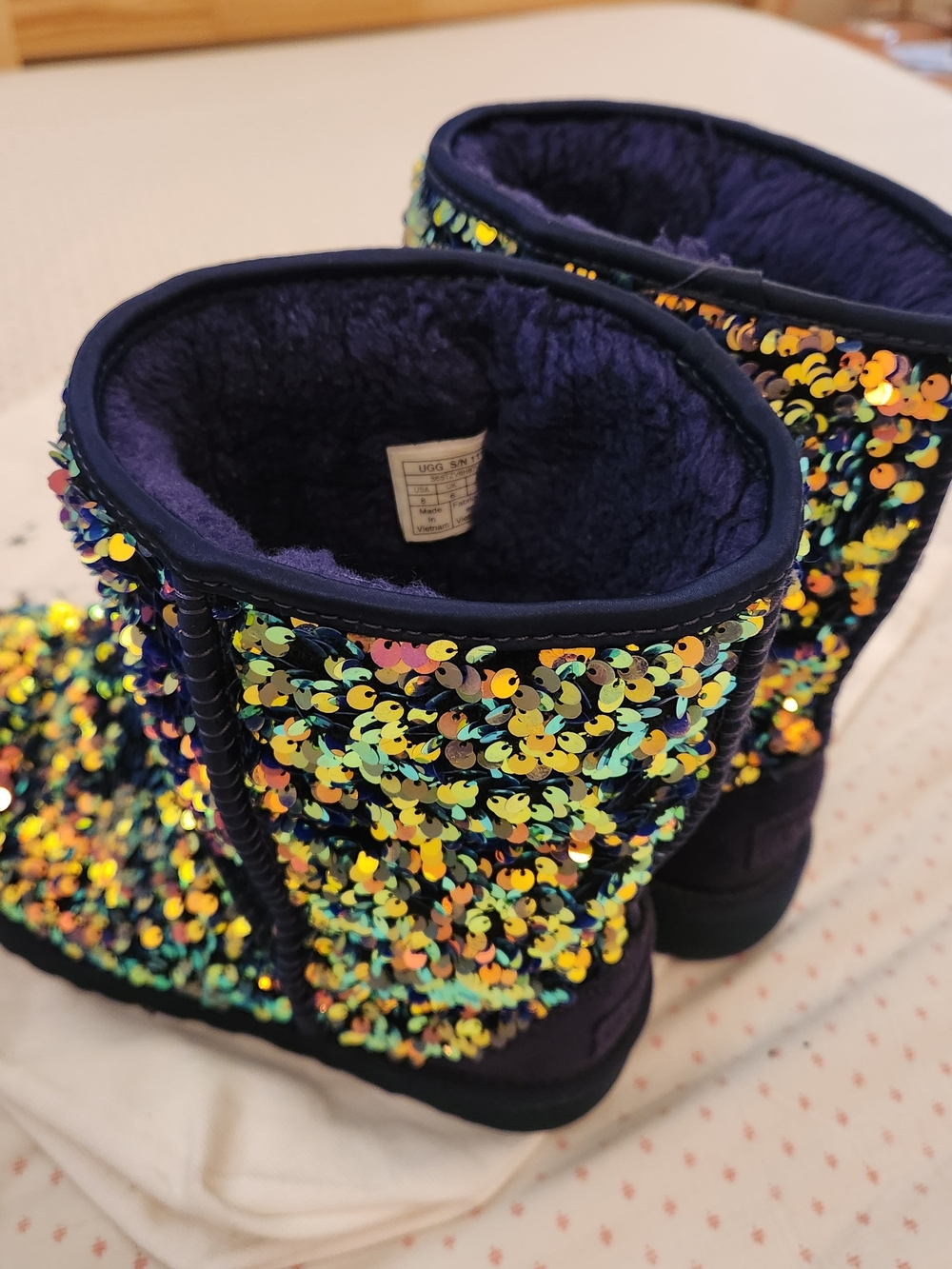 UGG Womens Purple Classic Stellar Sequin with Iridescent Sequins Size 8 - Picture 4 of 11